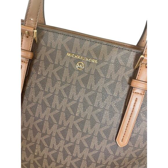 NEW MICHAEL KORS ARIA LARGE TOTE BAG BROWN/ACORN GOLD ACCENTS CARRYALL VERSATILE - Picture 6 of 16